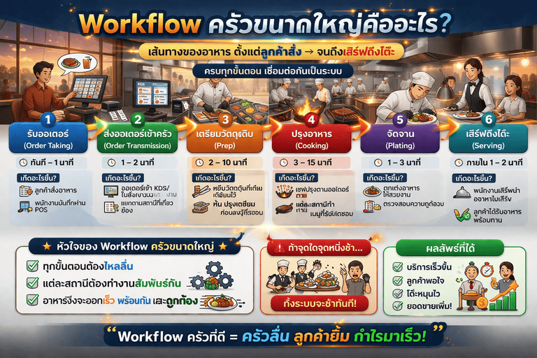 วิเคราะห์ Workflow ครัวขนาดใหญ่: 7 จุดคอขวดที่ทำให้บริการช้าโดยไม่รู้ตัว