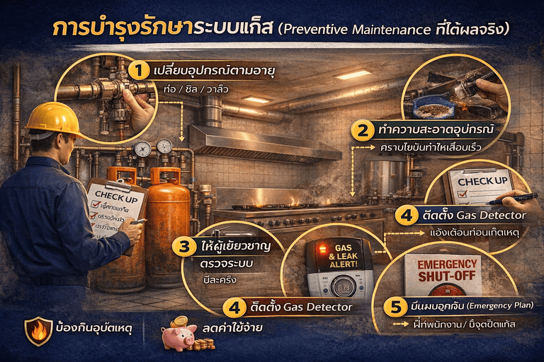 ขั้นตอนการบำรุงรักษาระบบแก๊ส
