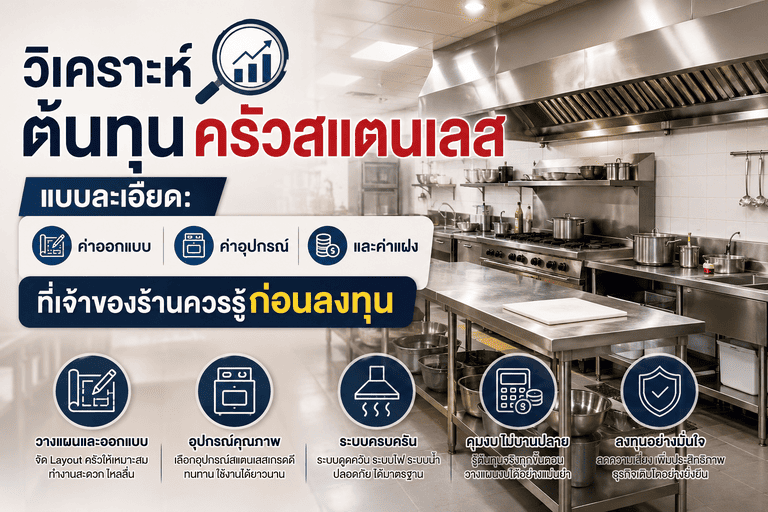 วิเคราะห์งบประมาณครัวสแตนเลสตามขนาดร้าน