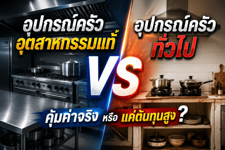 อุปกรณ์ครัวอุตสาหกรรมแท้ vs อุปกรณ์ครัวทั่วไป