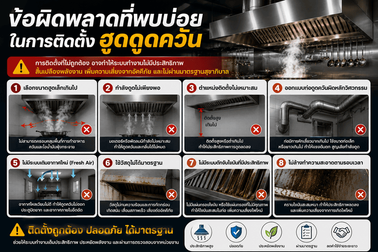 ข้อผิดพลาดที่พบบ่อยในการติดตั้งฮูดดูดควัน